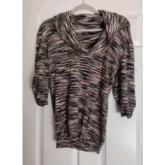 Covington Womens Blouse Top Cowl Neck Size Small S Sm Brown Geometric Fall Shirt - Picture 7 of 15